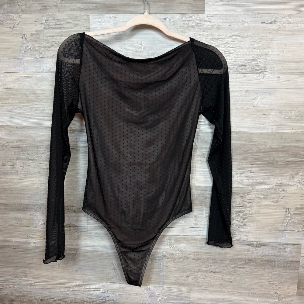 BNWT Out From Under Urban Outfitters Tango Swiss Dot Mesh Bodysuit - Medium